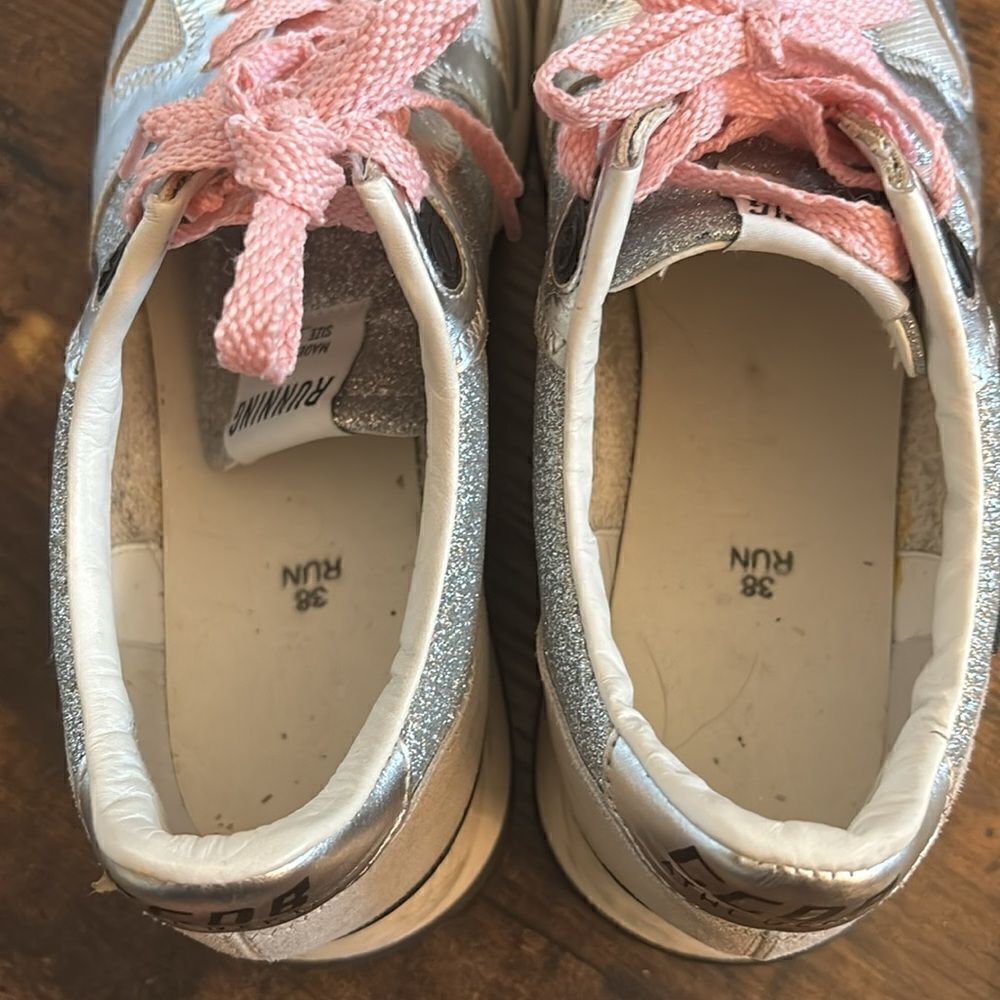 Rare Golden Goose Running Sneakers Silver Glitter in Dove-gray Suede Size 38 - Picture 9 of 14